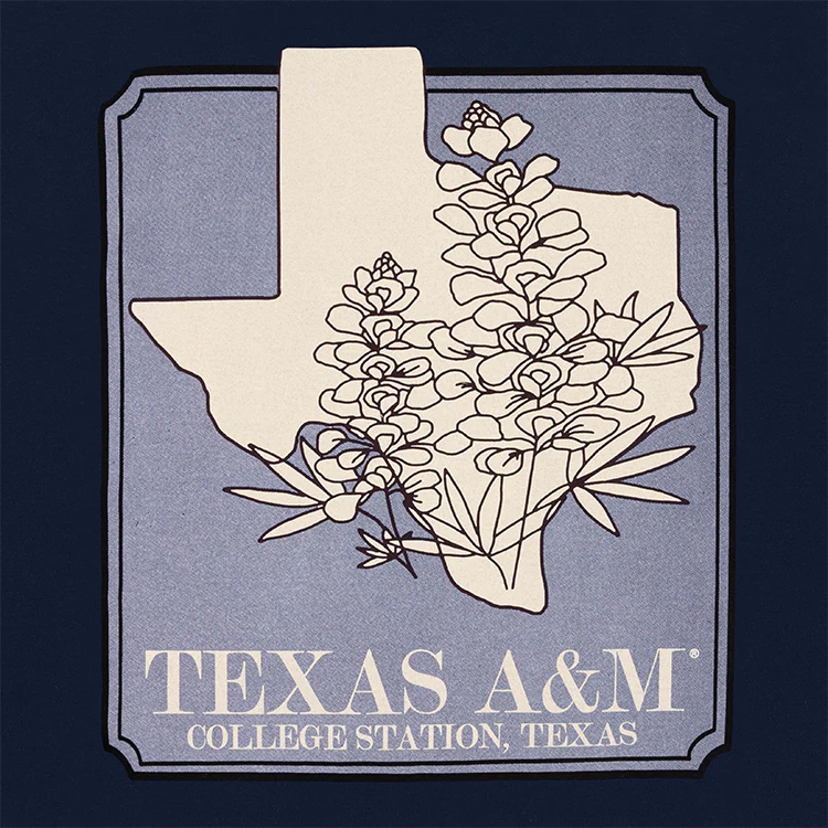 Texas A&M Comfort Colors Texas Bluebonnets T-Shirt - Navy - Image 3