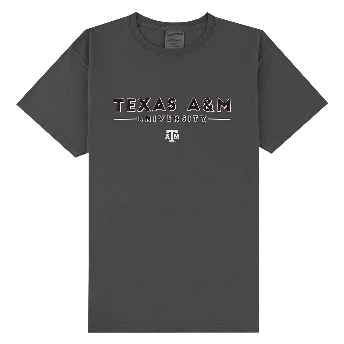 Texas A&M Comfort Wash Academic Building Railroad T-Shirt - Gray - Image 2