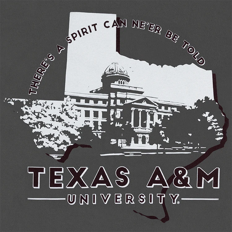 Texas A&M Comfort Wash Academic Building Railroad T-Shirt - Gray - Image 3