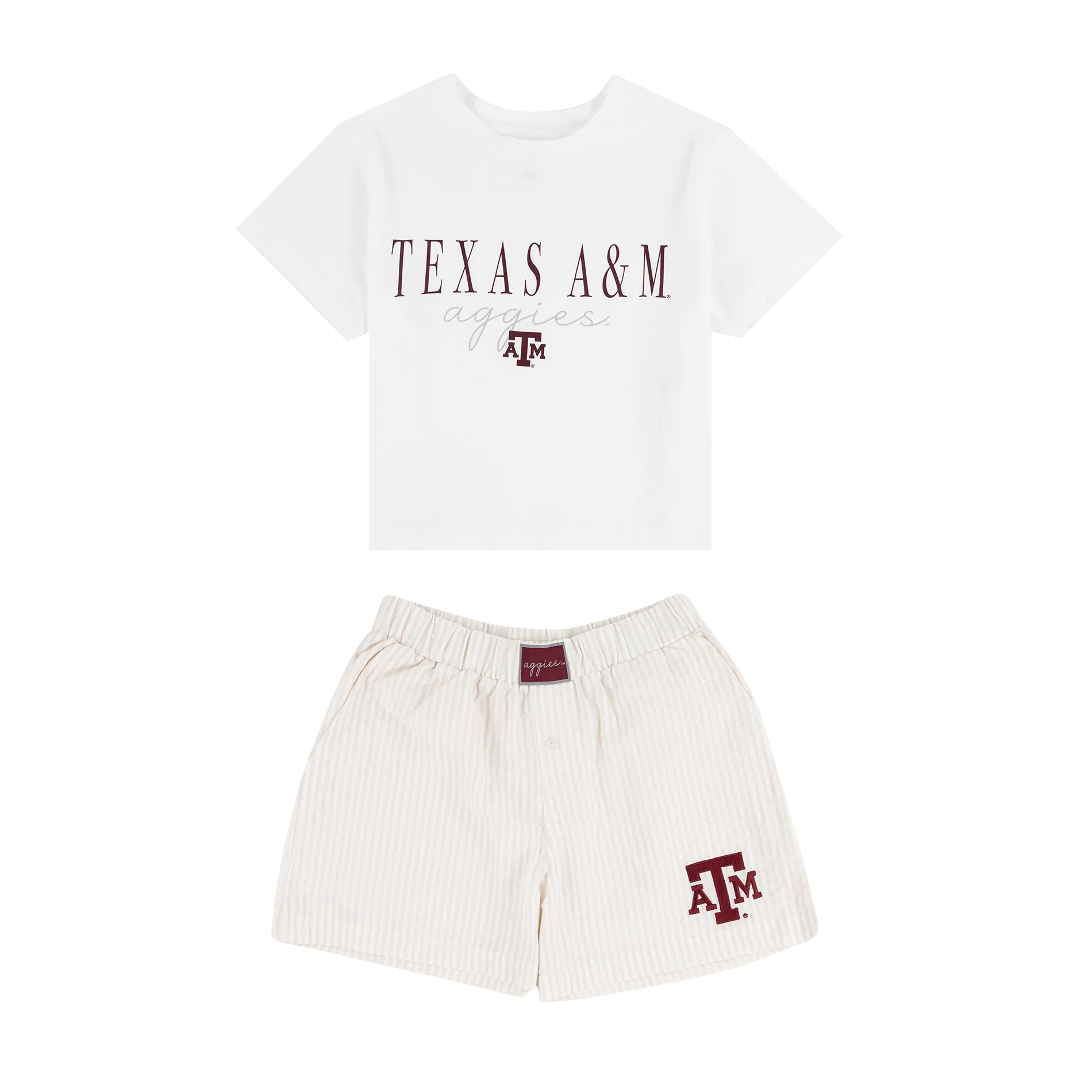 Texas A&M Concepts Copeland Top and Short Set - Beige