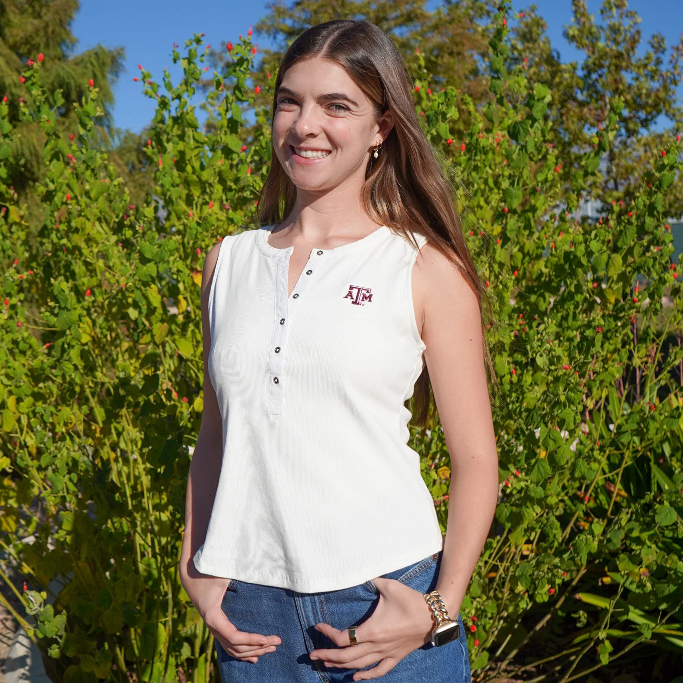 Texas A&M Denning Henley Tank Top - Image 2