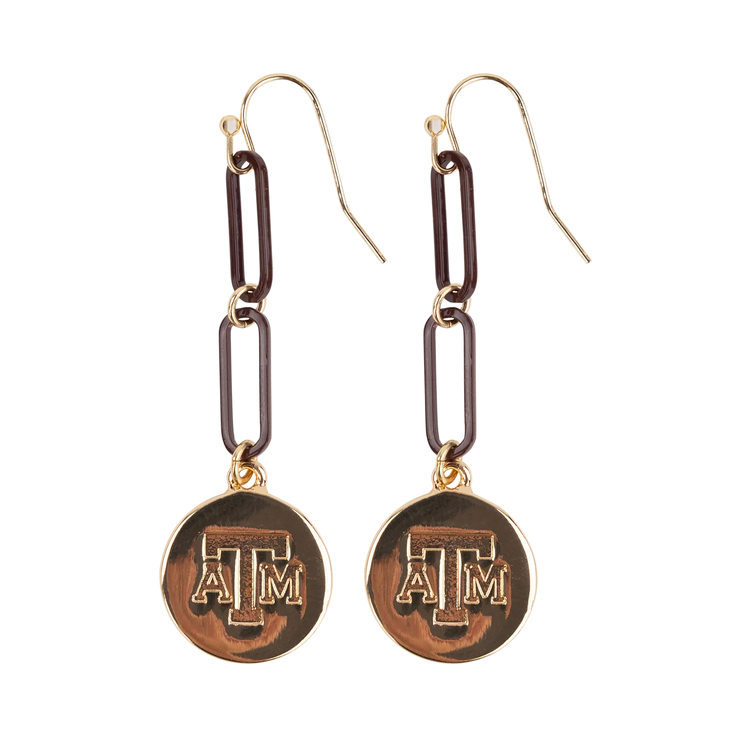 Texas A&M Emerson Street Azalea Paperclip Chain Earrings