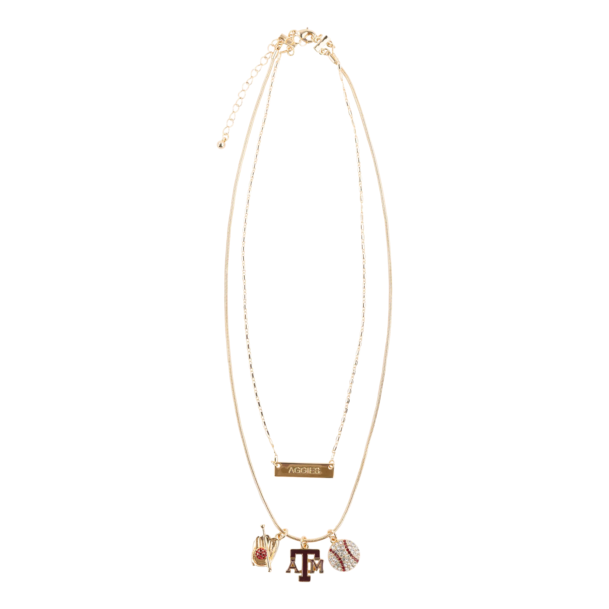 Texas A&M Emerson Street Layered Baseball Charm Necklace