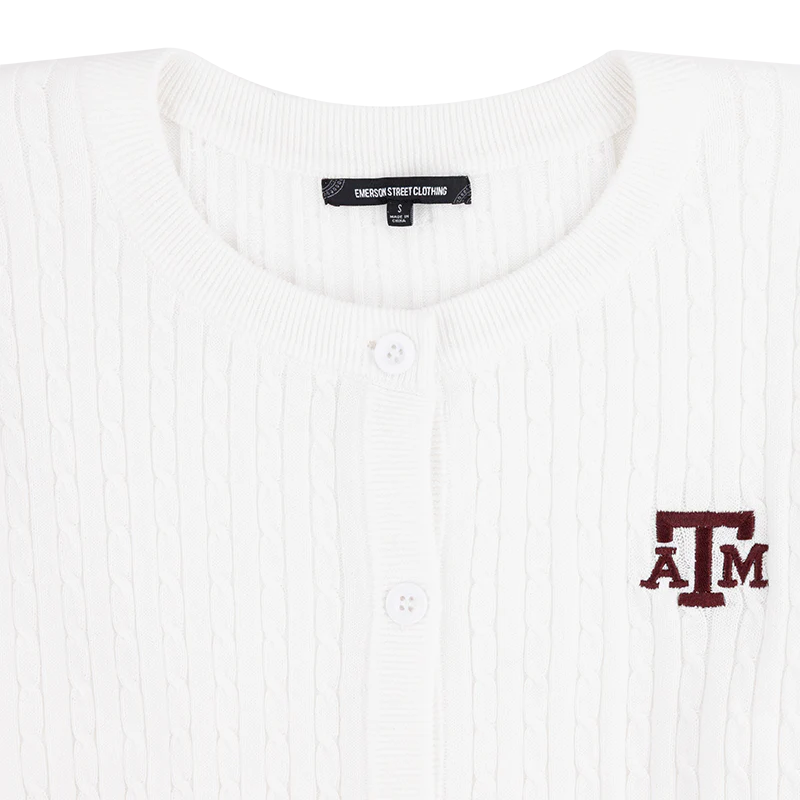 Texas A&M Emerson Street Naples Cable Knit Cardigan - Image 2