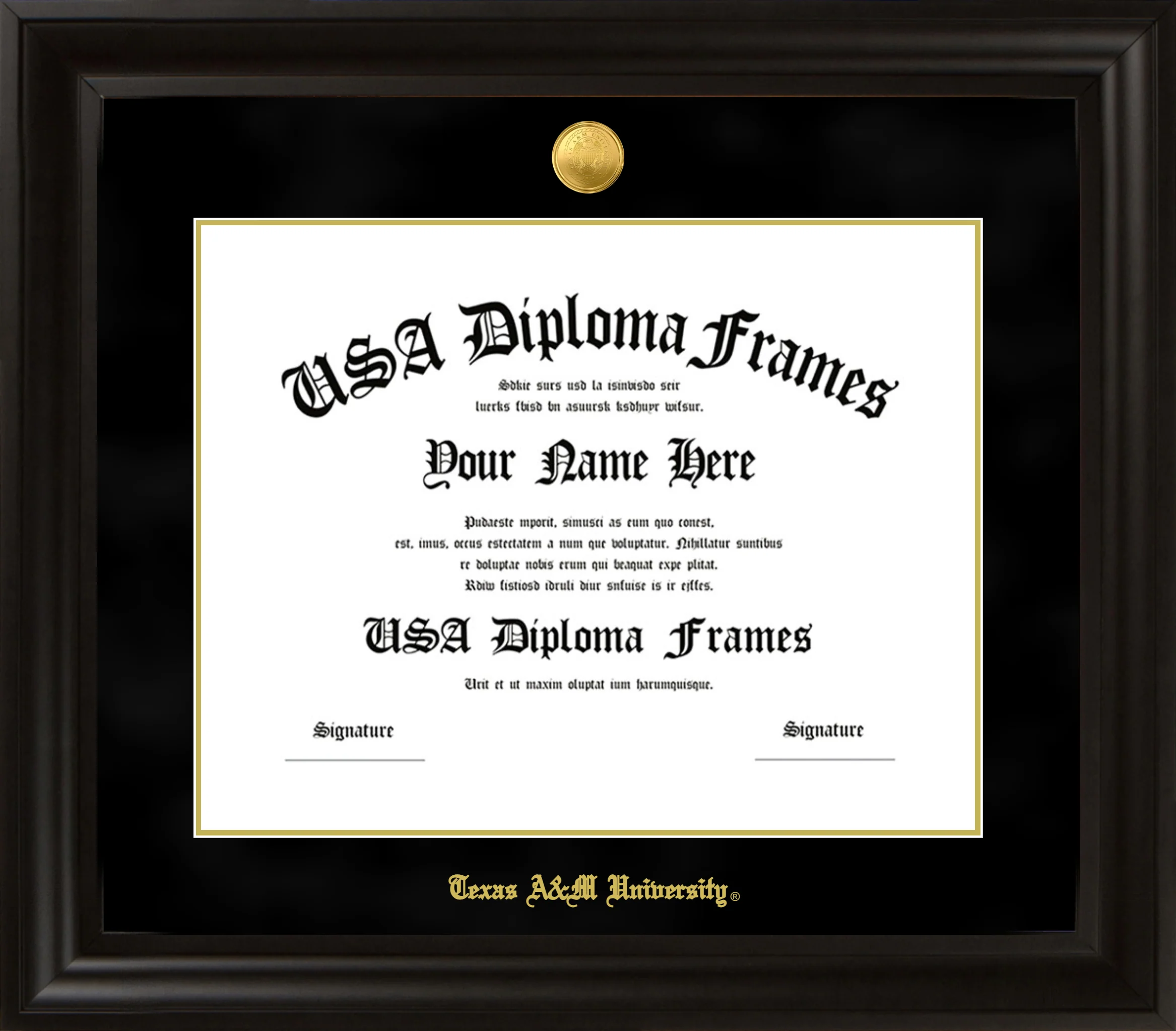 Texas A&M Executive Black with Black Suede Diploma Frame