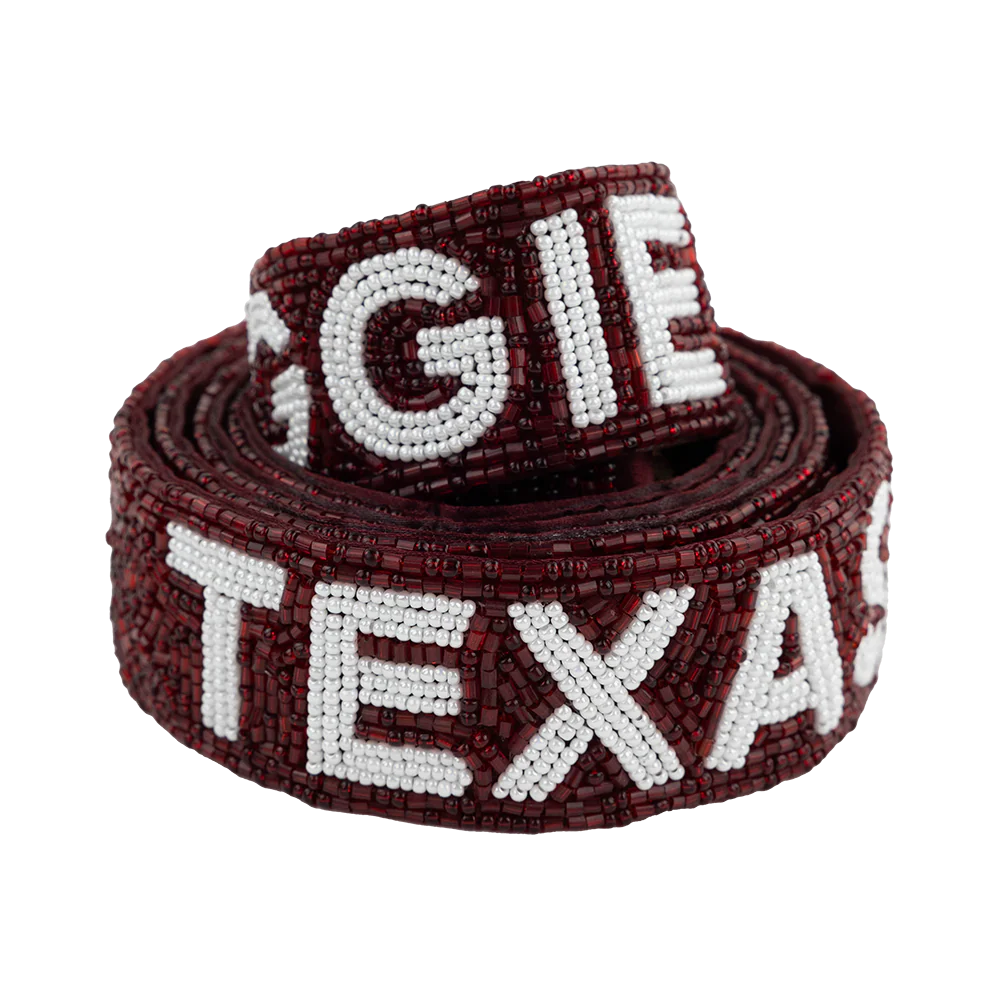 Texas A&M Fan Glam Star Skinny Beaded Purse Strap - Maroon
