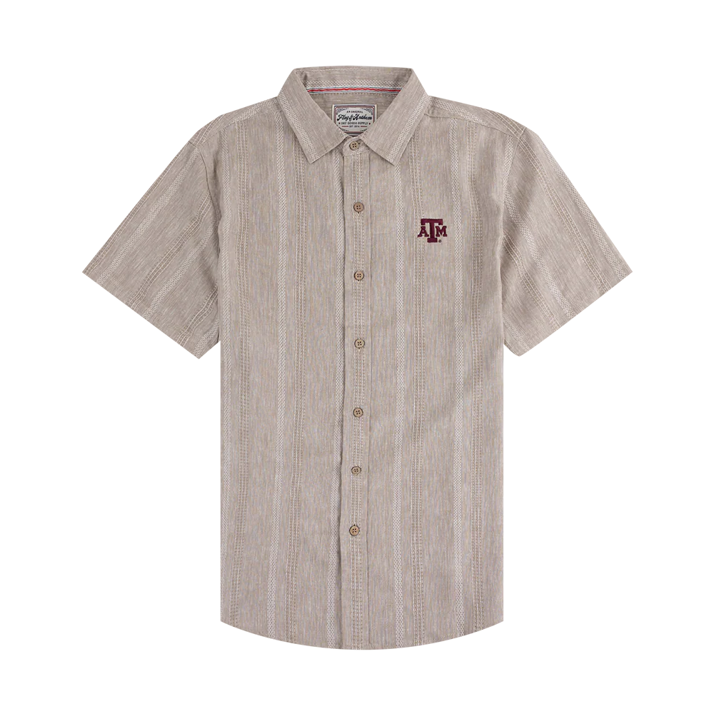 Texas A&M Flag & Anthem Oceanside Linen Shirt - Beige