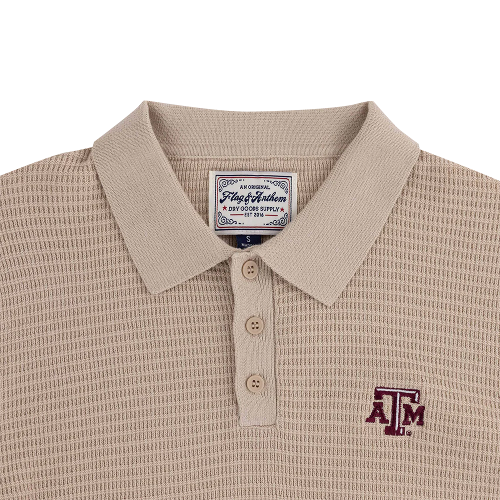 Texas A&M Flag & Anthem Textured Polo - Beige - Image 2