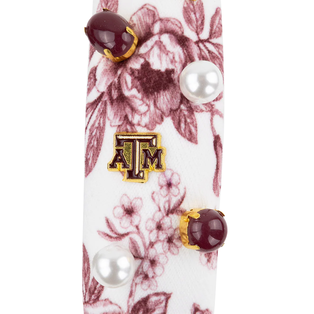 Texas A&M Floral Toile Logo Headband - Image 4