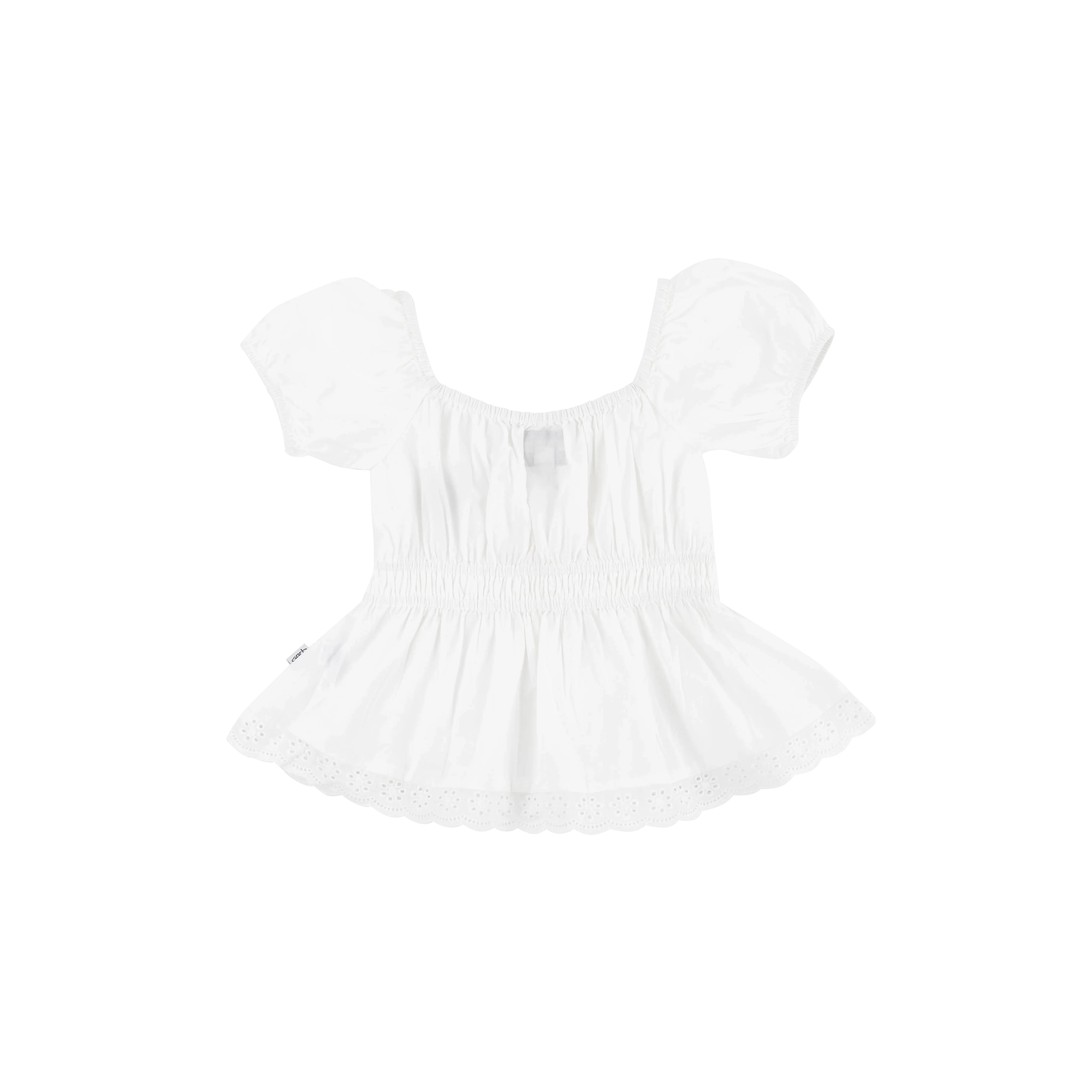 Texas A&M Garb Girls Puff Sleeve Peplum Top - White - Image 2