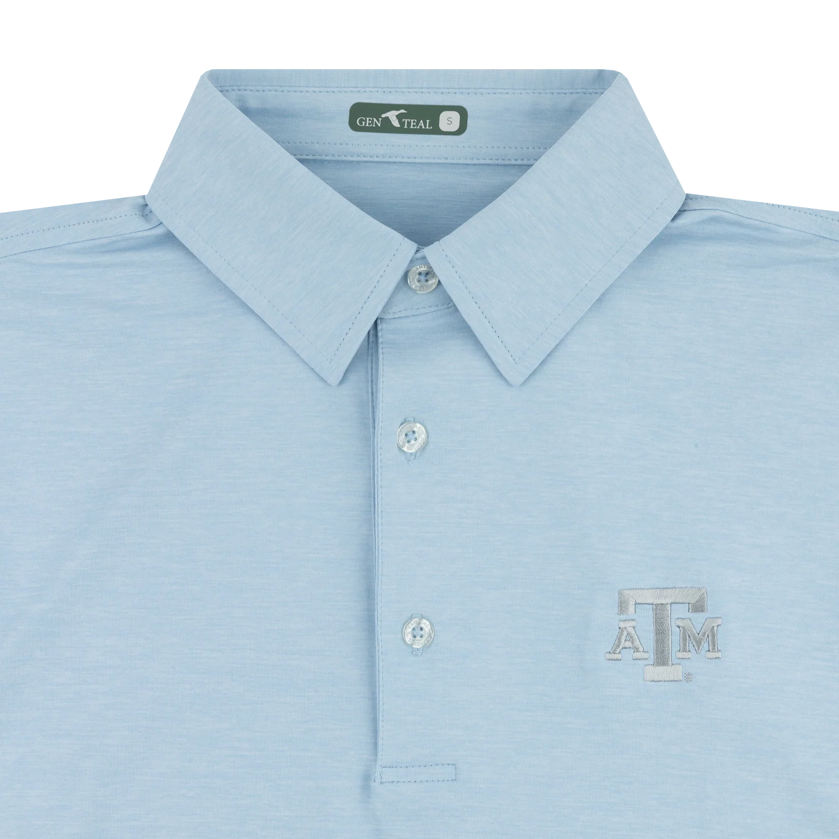 Texas A&M Gen Teal Heathered Brr Performance Polo - Image 2