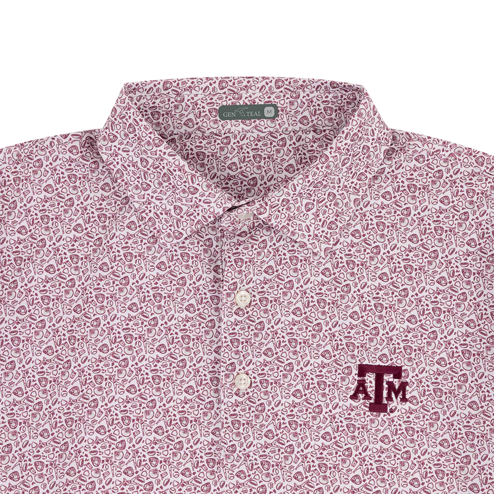 Texas A&M GenTeal Fastball Polo - Maroon - Image 3