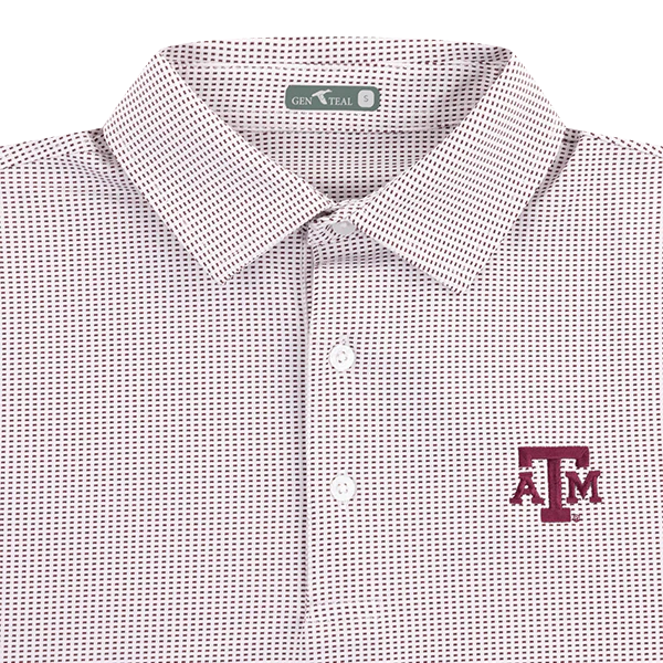 Texas A&M GenTeal Jacquard Pattern Polo - Maroon - Image 3