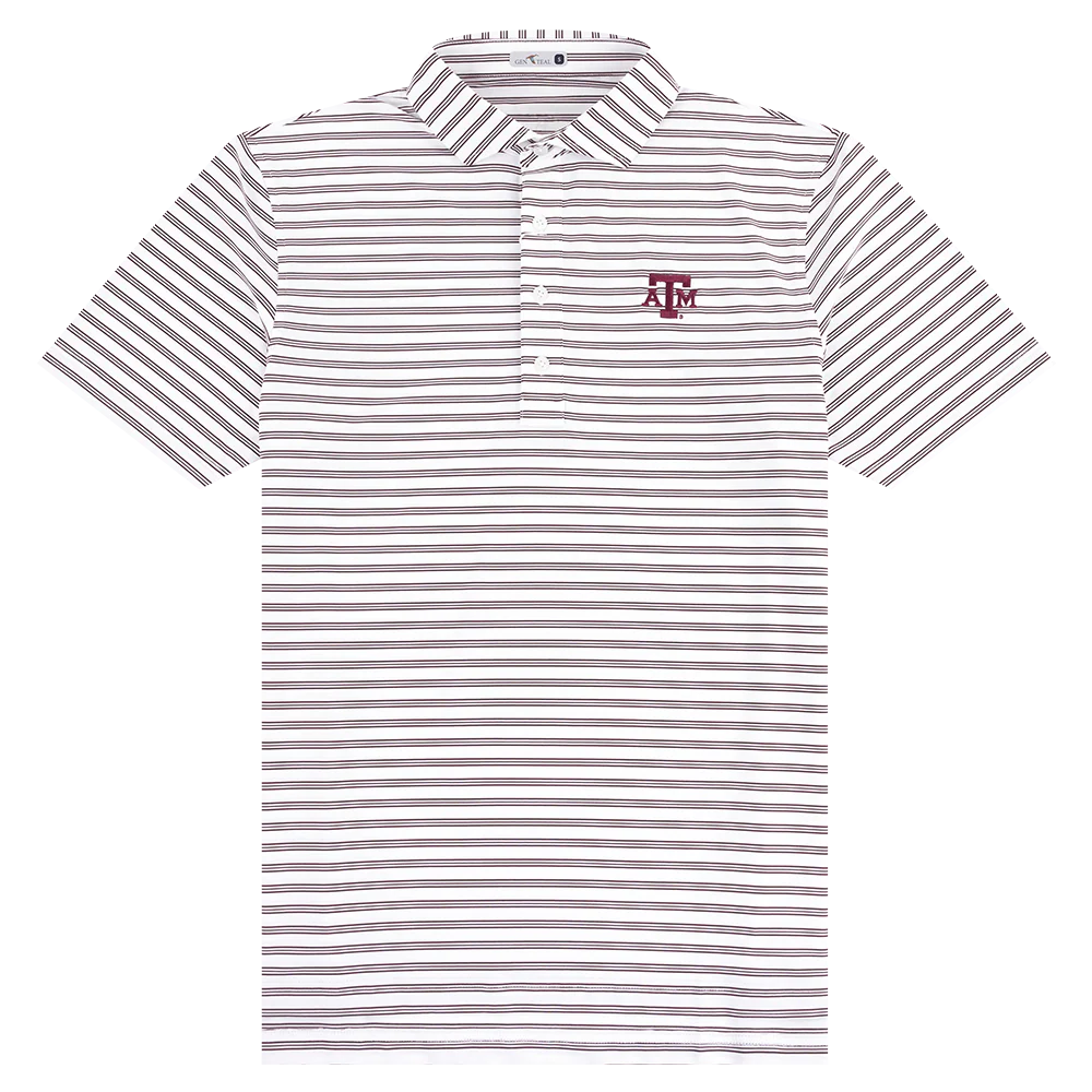 Texas A&M GenTeal Rush Striped Polo - Maroon