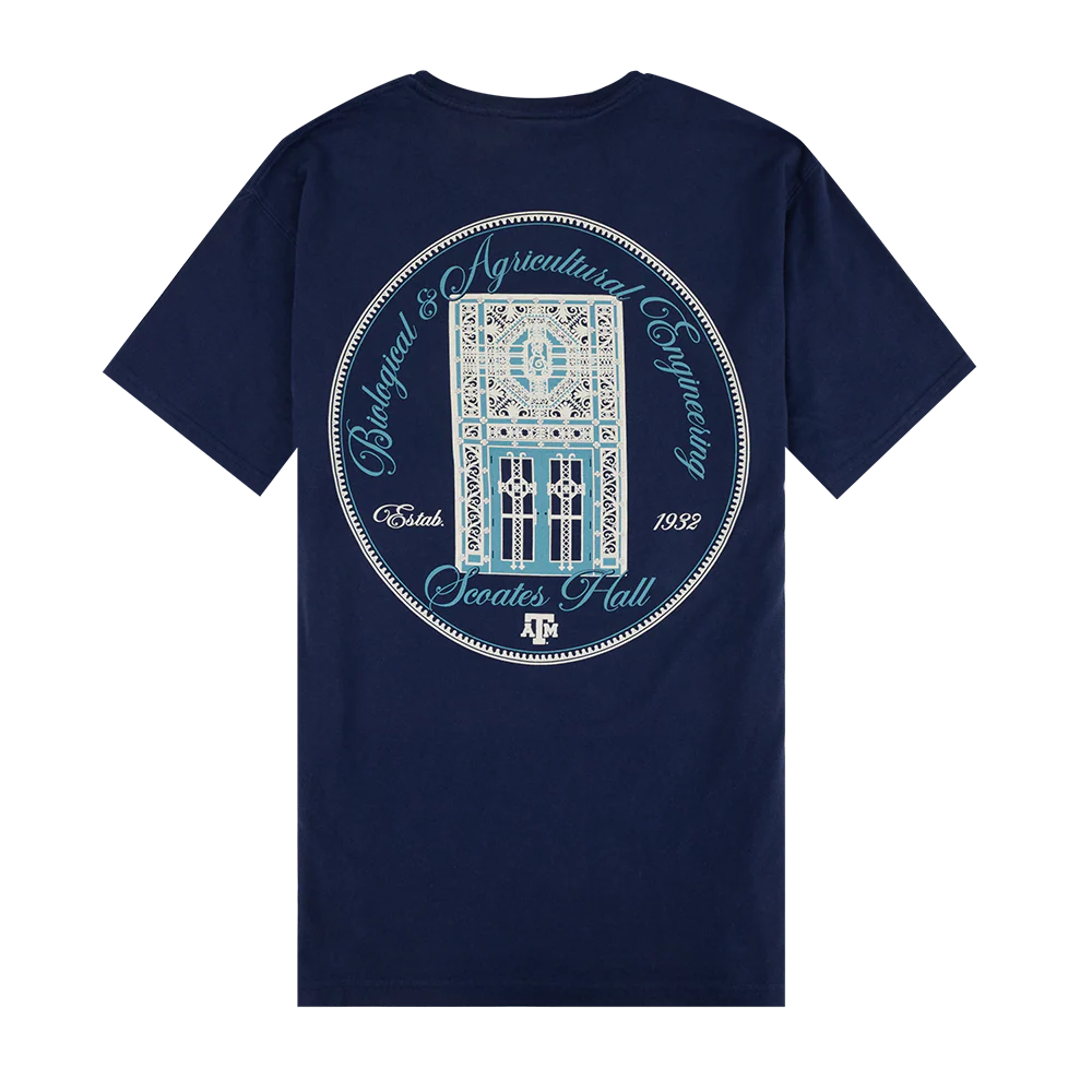 Texas A&M Hanes Scoates Hall T-Shirt - Blue