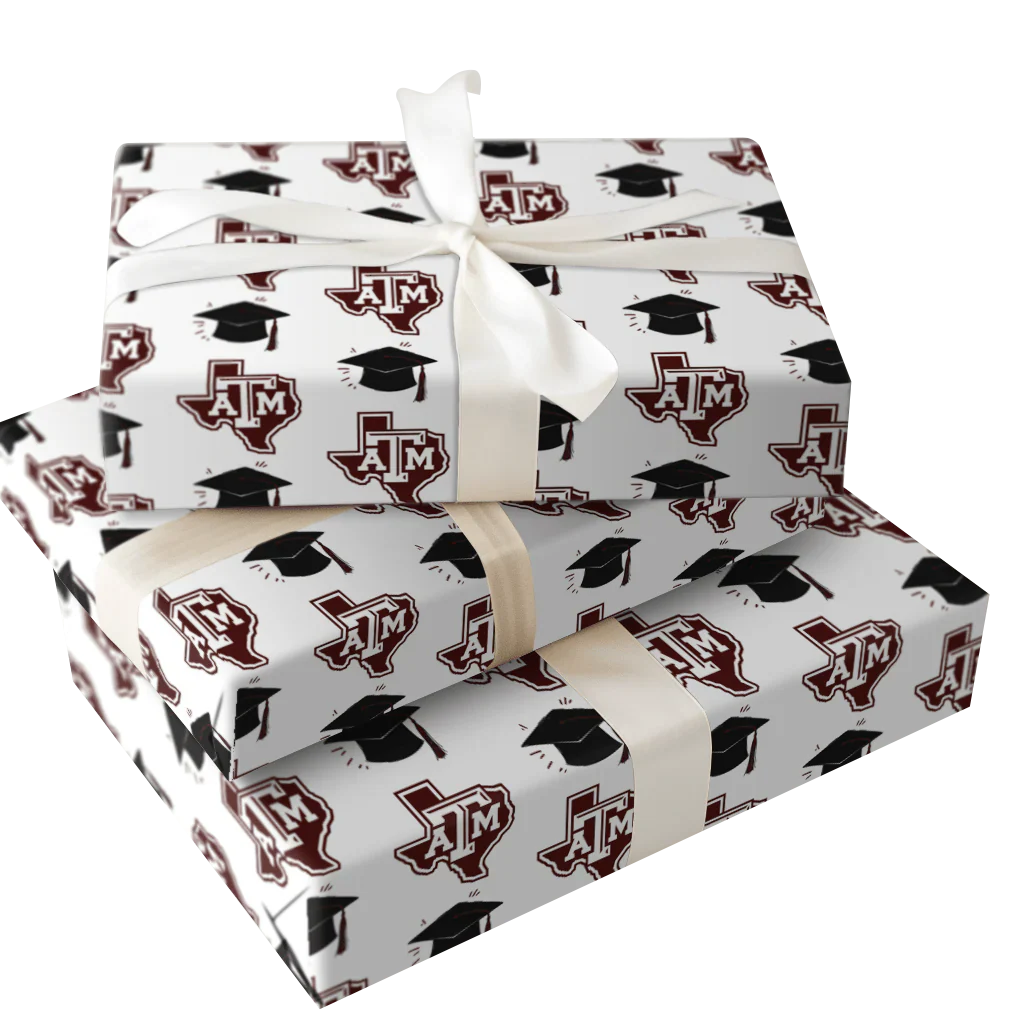 Texas A&M Hats Off Grad Wrapping Paper - Image 4
