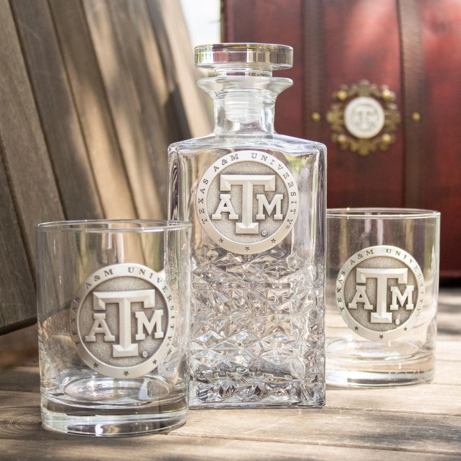 Texas A&M Heritage Decanter Chest Set of 2 Glasses - Image 2
