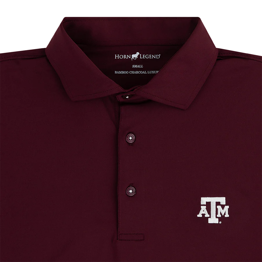 Texas A&M Horn Legend 3 Button Polo - Maroon - Image 2
