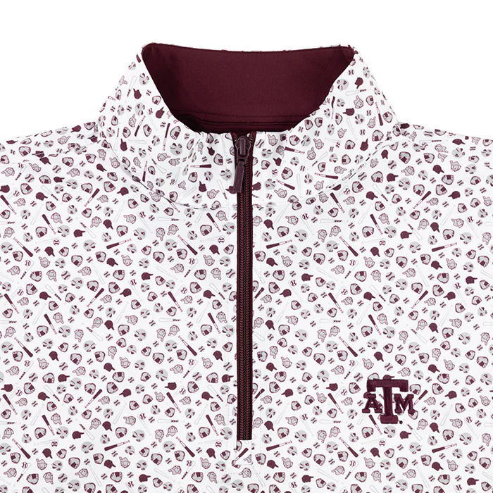 Texas A&M Horn Legend Baseball Print Quarter Zip - Image 2