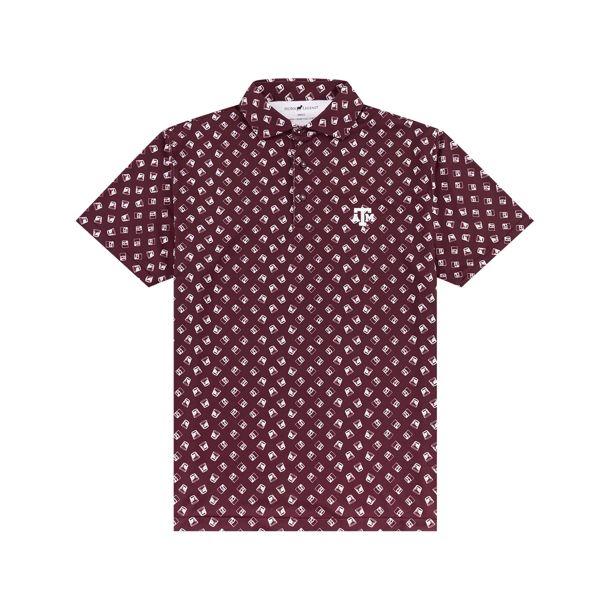 Texas A&M Horn Legend Maroon Bourbon Print Polo
