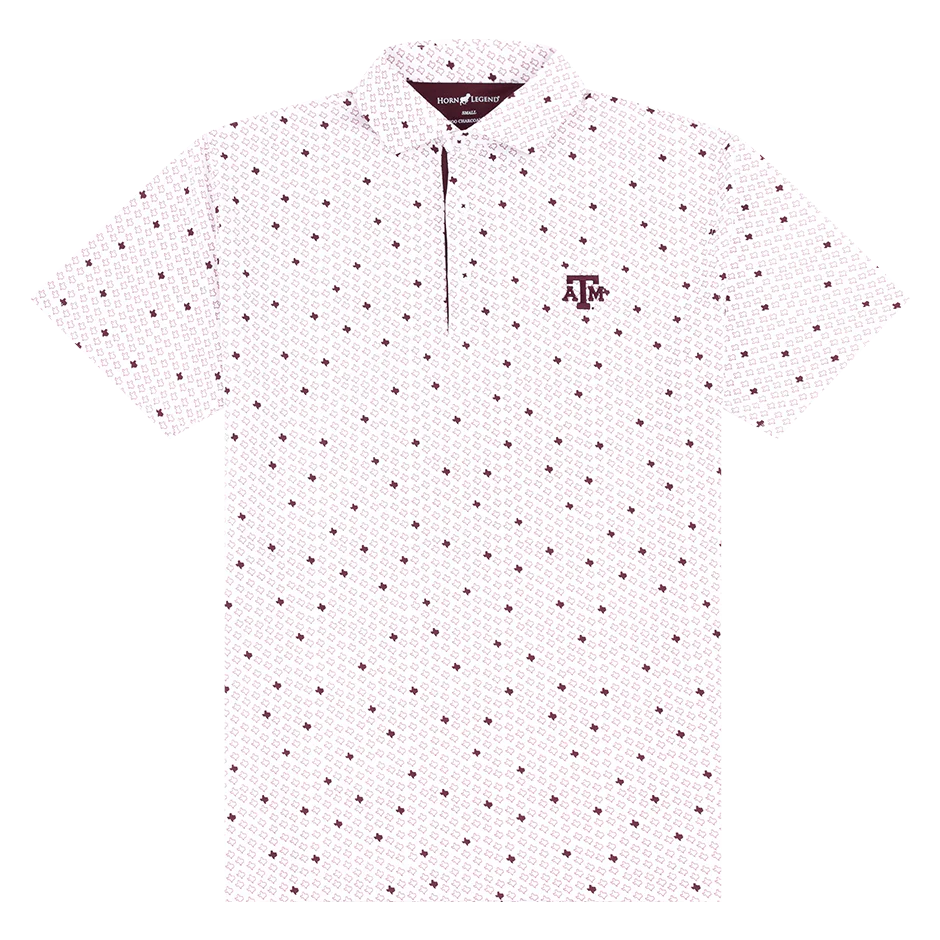 Texas A&M Horn Legend State Outline Pattern Polo