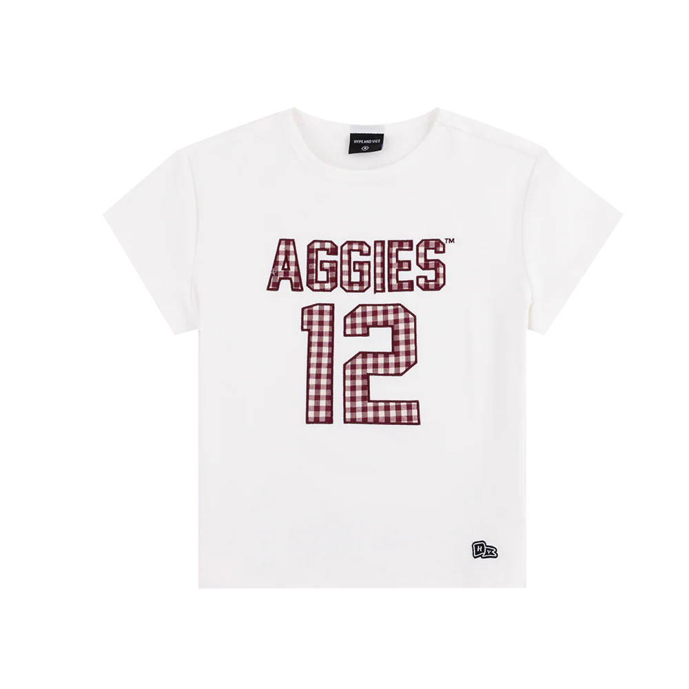 Texas A&M Hype & Vice Gingham Baby Tee - Maroon