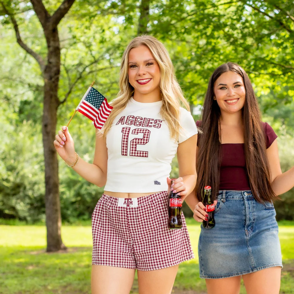 Texas A&M Hype & Vice Gingham Baby Tee - Maroon - Image 2