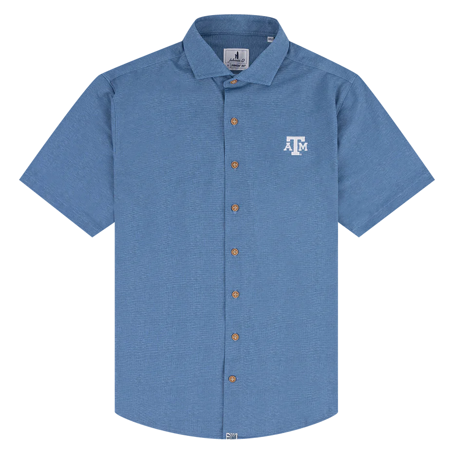 Texas A&M Johnnie-O Short Sleeve Sport Shirt - Blue