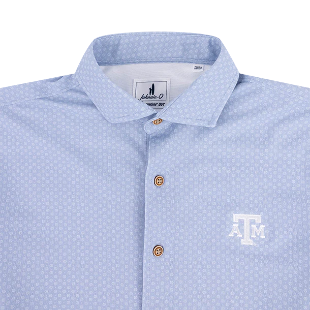 Texas A&M Johnnie-O Short Sleeve Sport Shirt - Light Blue - Image 3