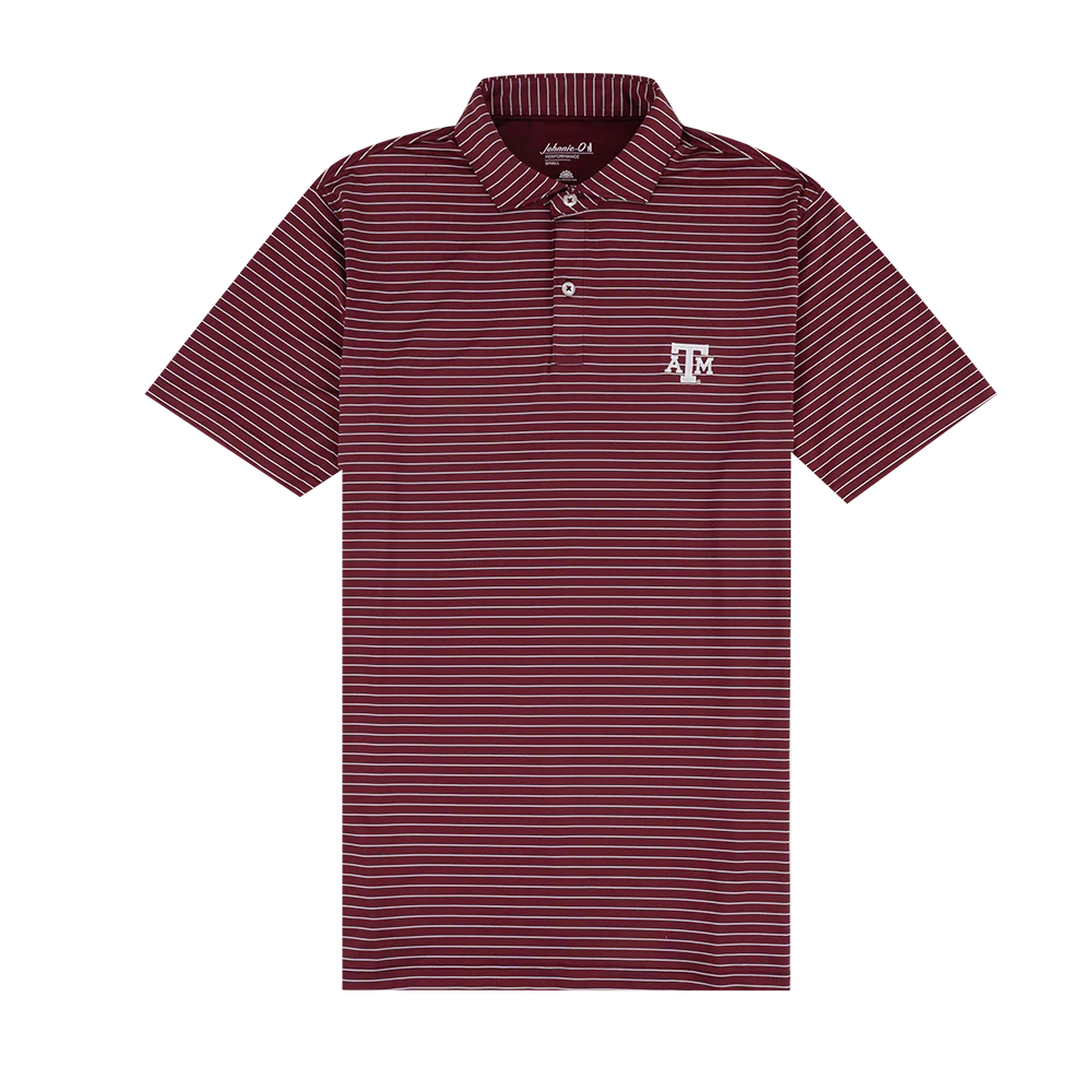 Texas A&M Johnnie-O Striped Performance Polo - Maroon