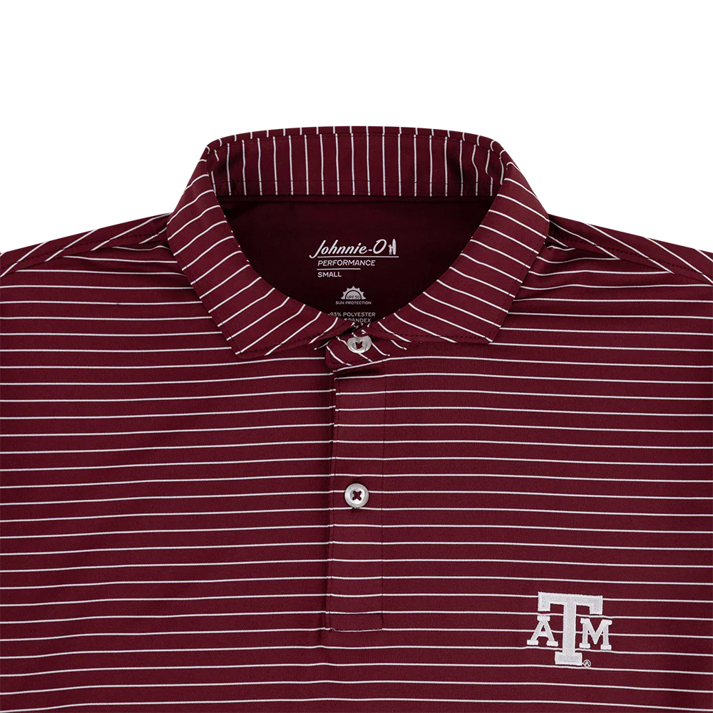 Texas A&M Johnnie-O Striped Performance Polo - Maroon - Image 3