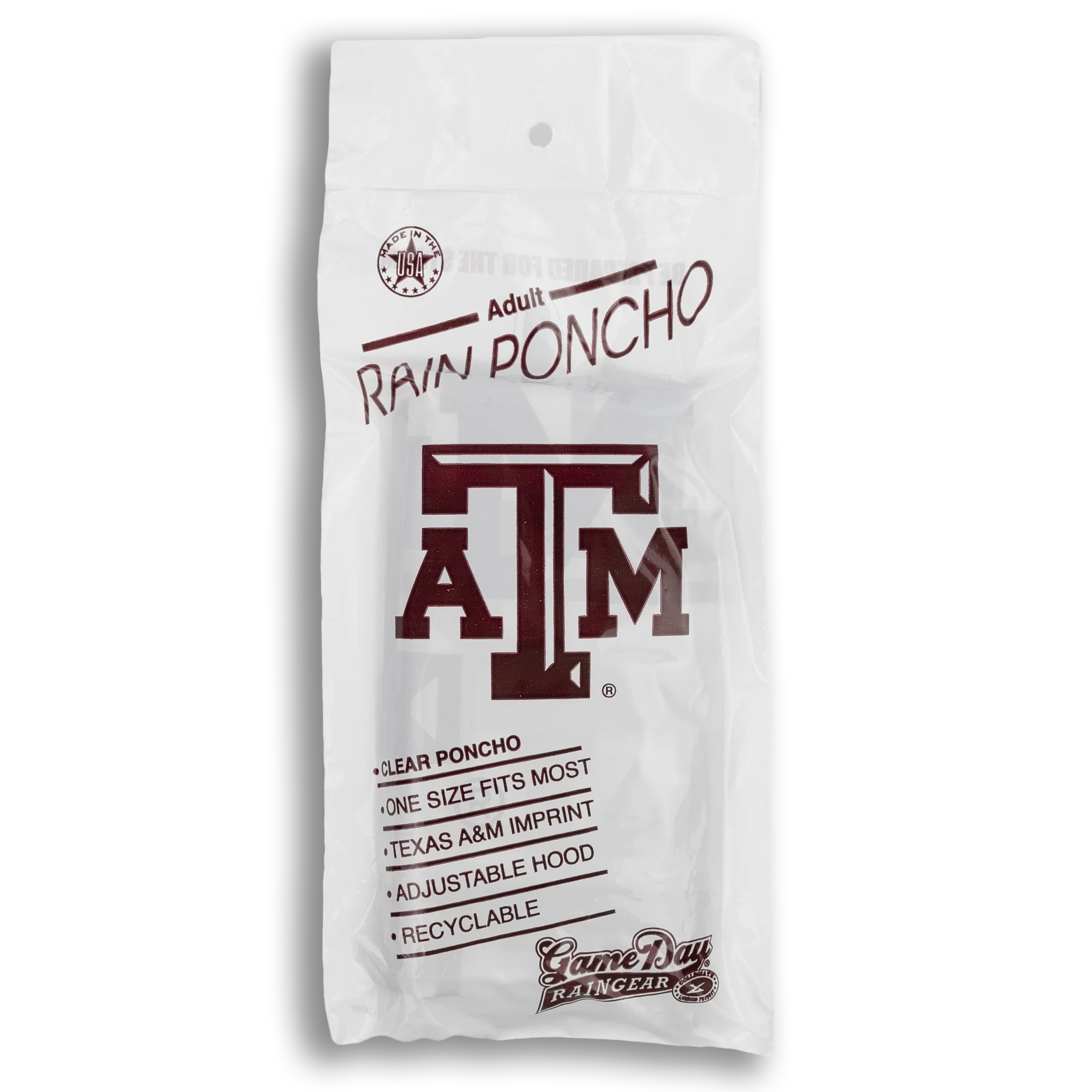 Texas A&M Lightweight Clear Rain Poncho