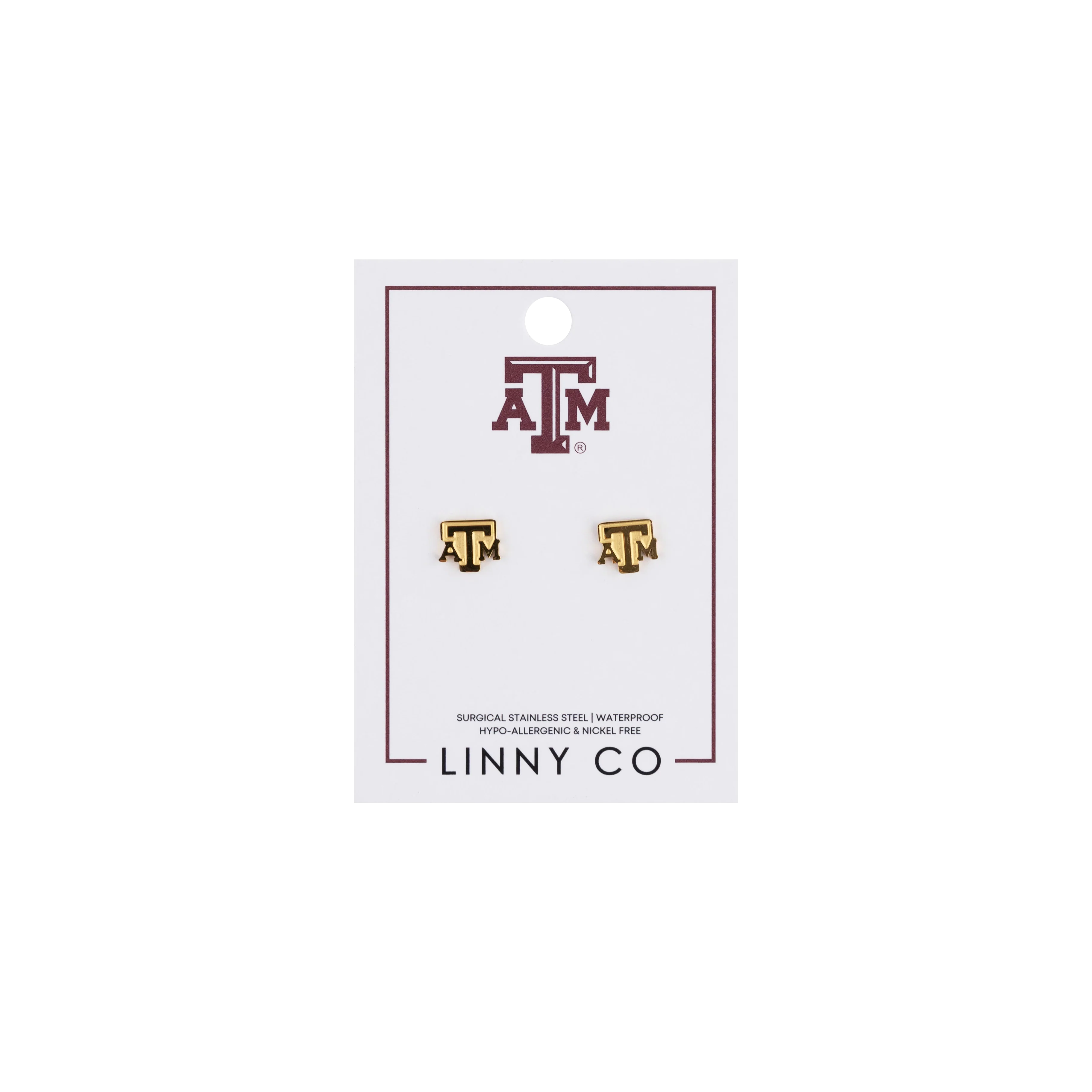 Texas A&M LINNY CO Screwback Logo Stud Earrings - Gold