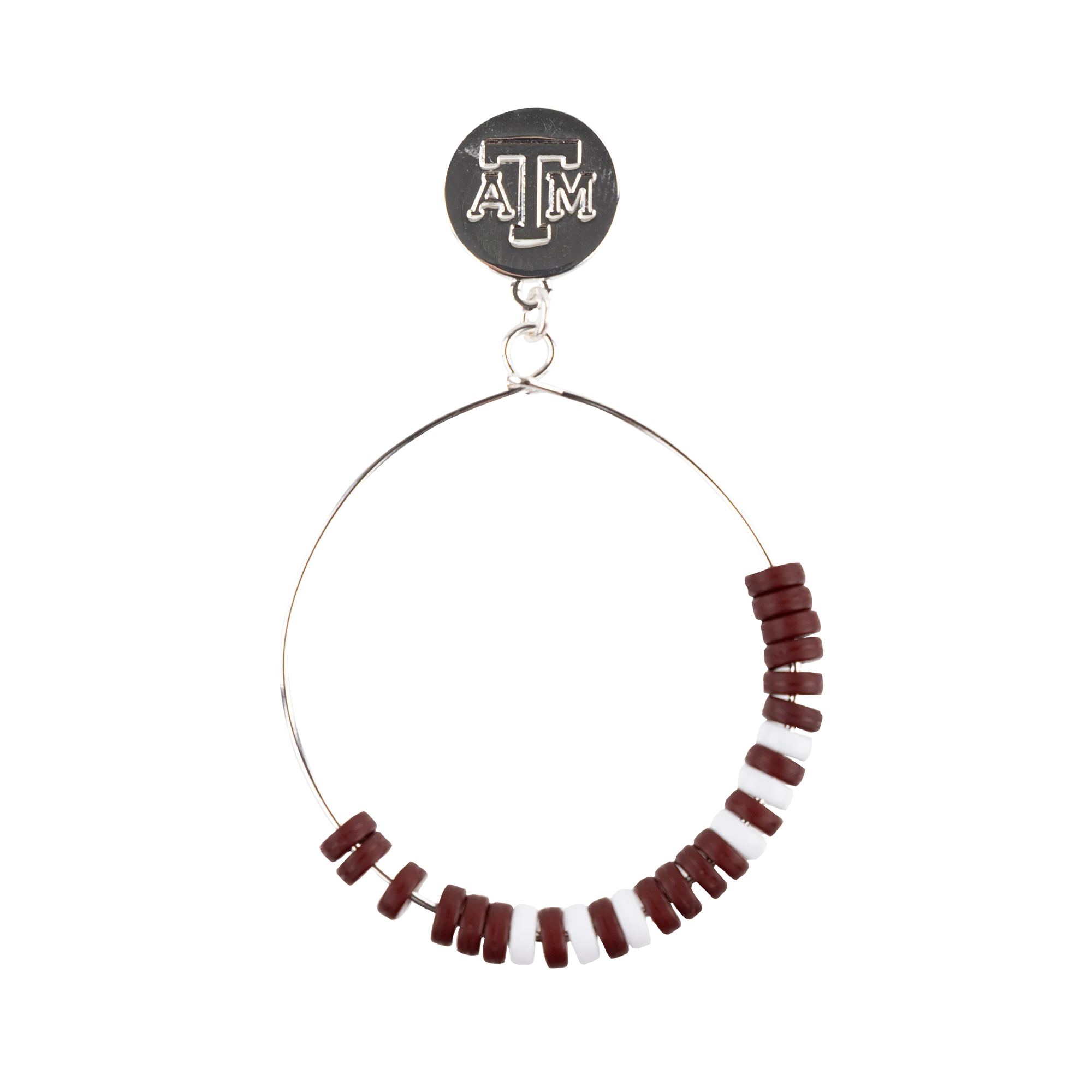 Texas A&M Emerson Street Maroon Bead Hoop Earrings - Image 2