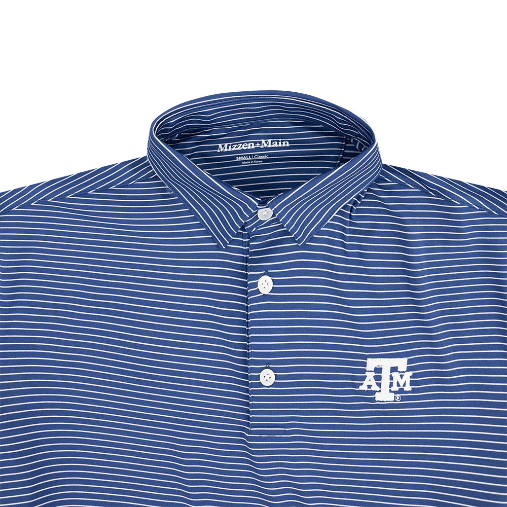 Texas A&M Mizzen + Main Striped Polo - Blue - Image 2