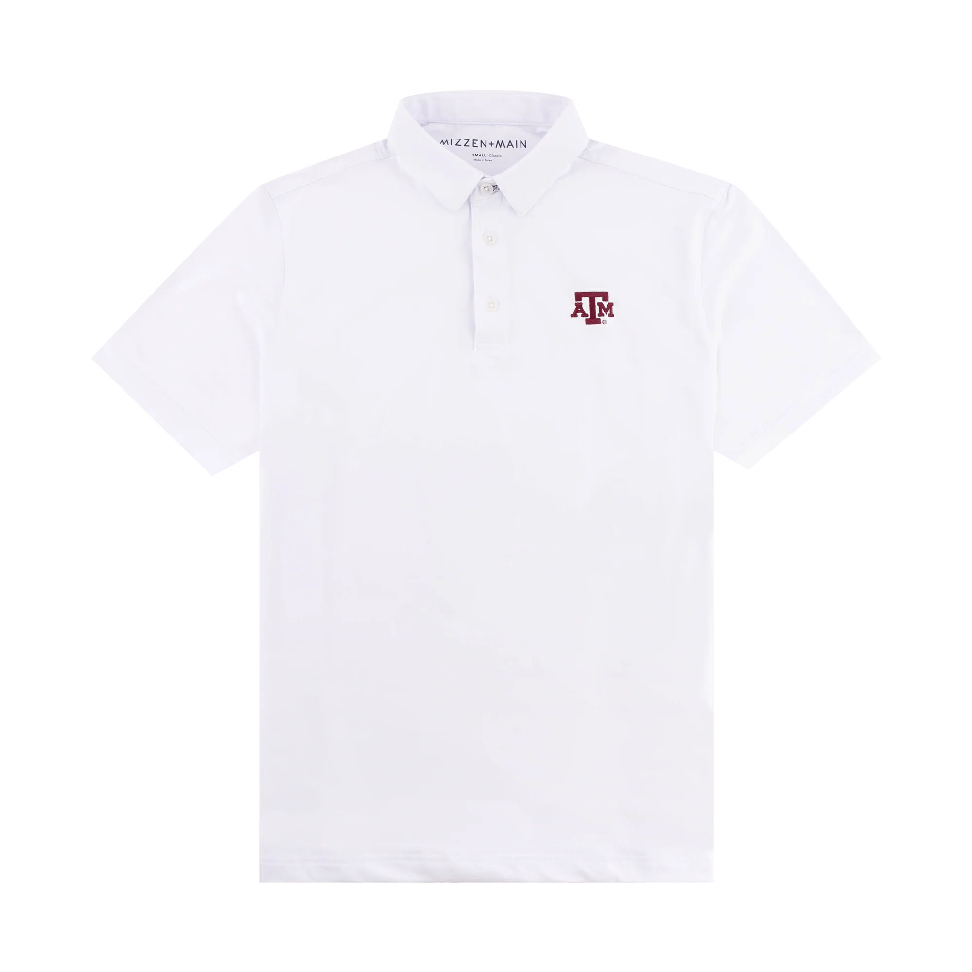 Texas A&M Mizzen+Main White Versa Solid Polo