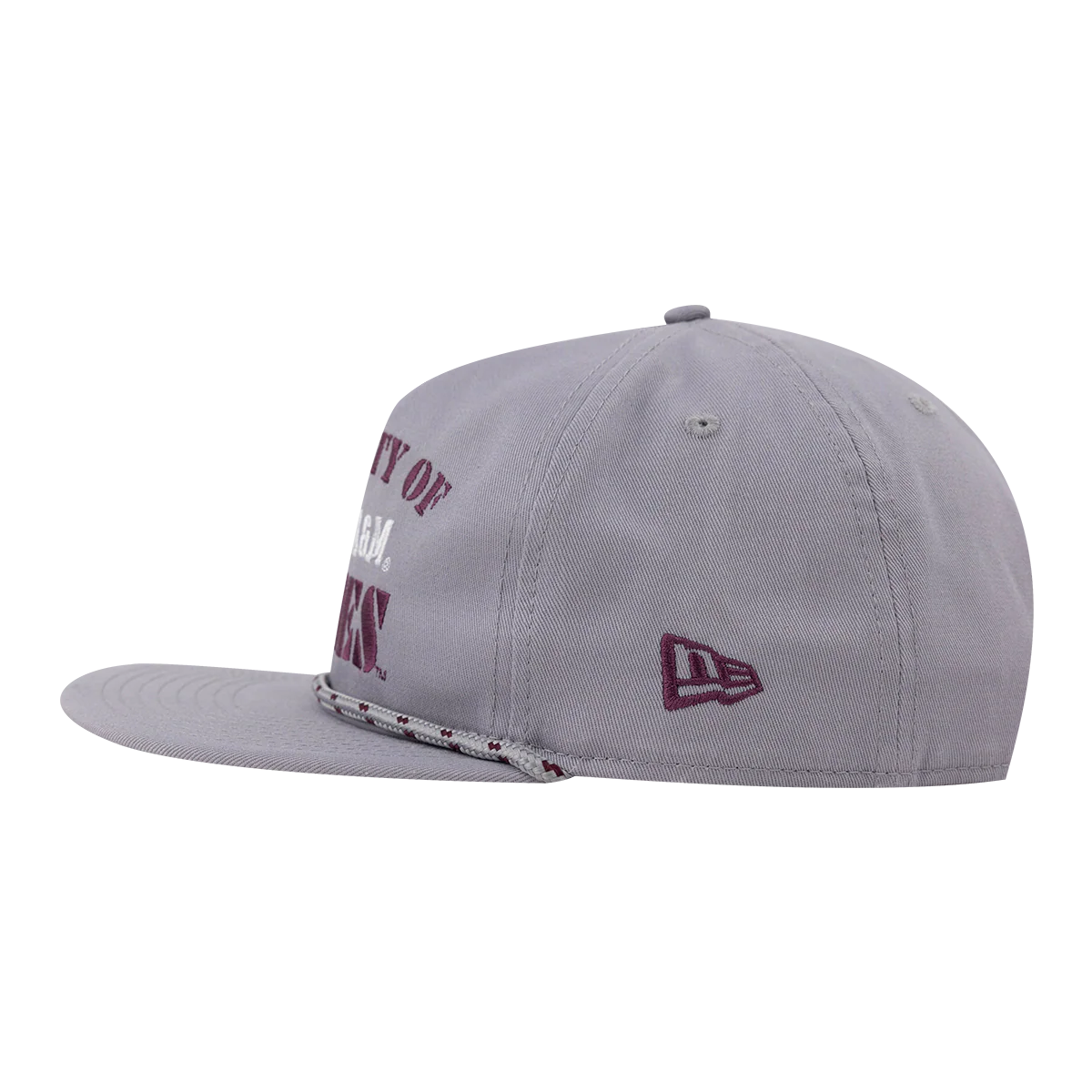 Texas A&M New Era 5 Panel Unstructured Flat Bill Rope Cap - Gray - Image 3
