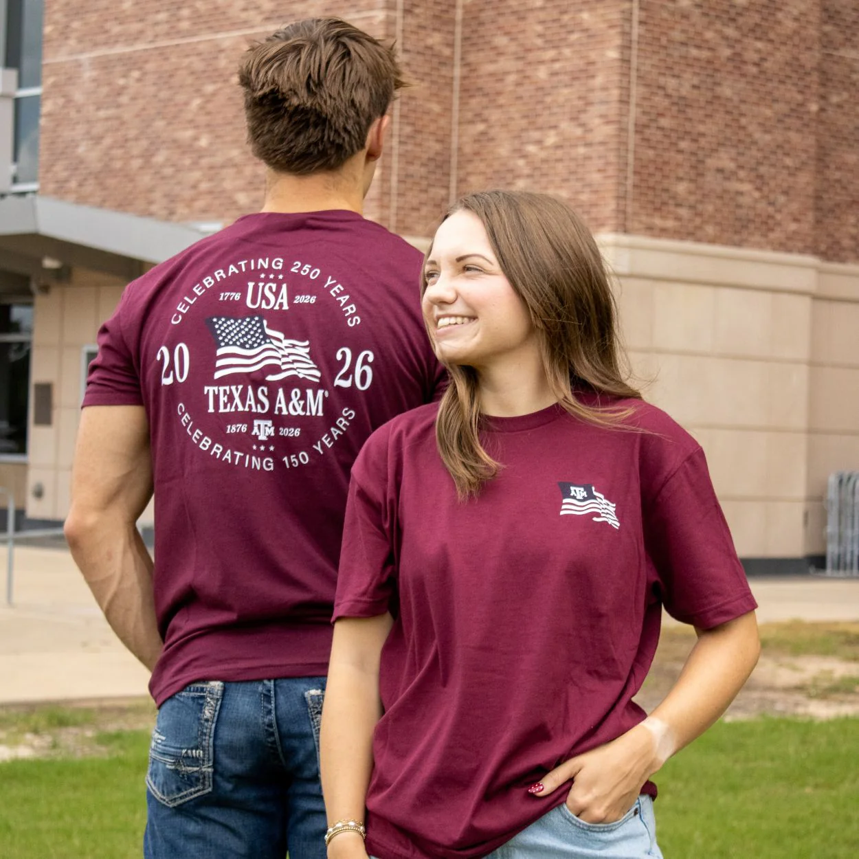 Texas A&M Celebrating 150 & 250 Years T-Shirt - Maroon - Image 2