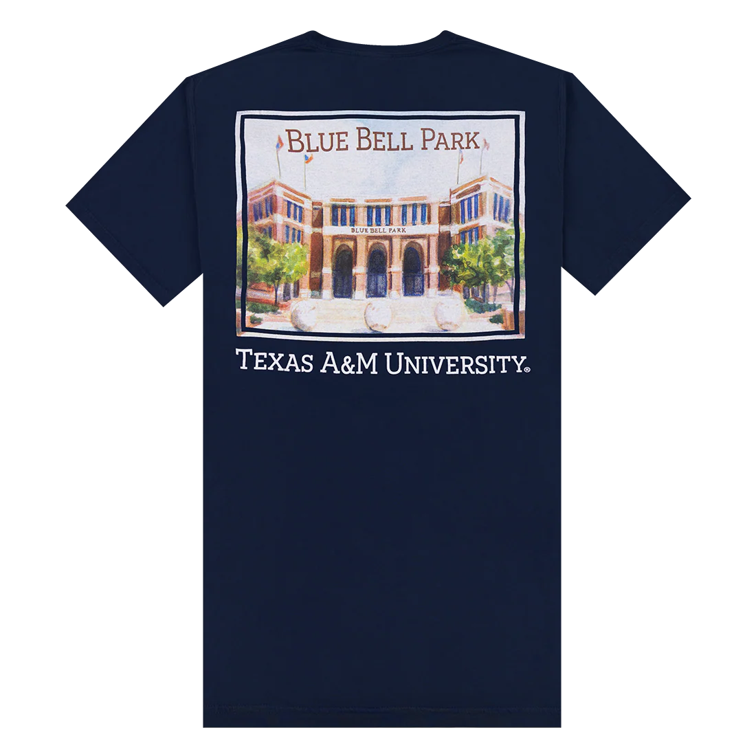 Texas A&M Olsen Field Watercolor T-Shirt - Blue