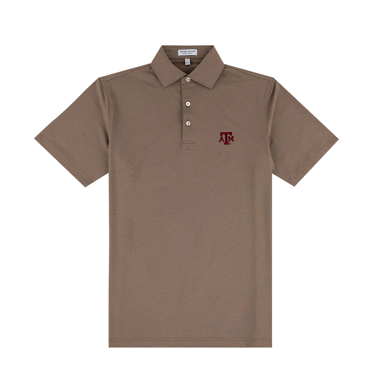 Texas A&M Peter Millar Brown Solid Performance Jersey Polo