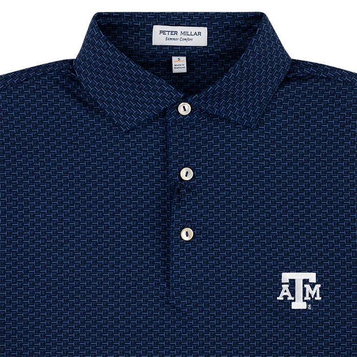 Texas A&M Peter Millar Bunker Bar Performance Polo - Blue - Image 3