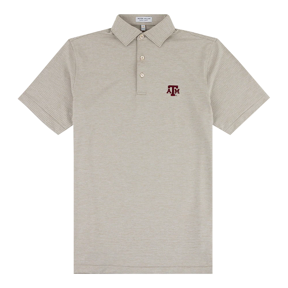 Texas A&M Peter Millar Highlands Performance Jersey Polo - Beige