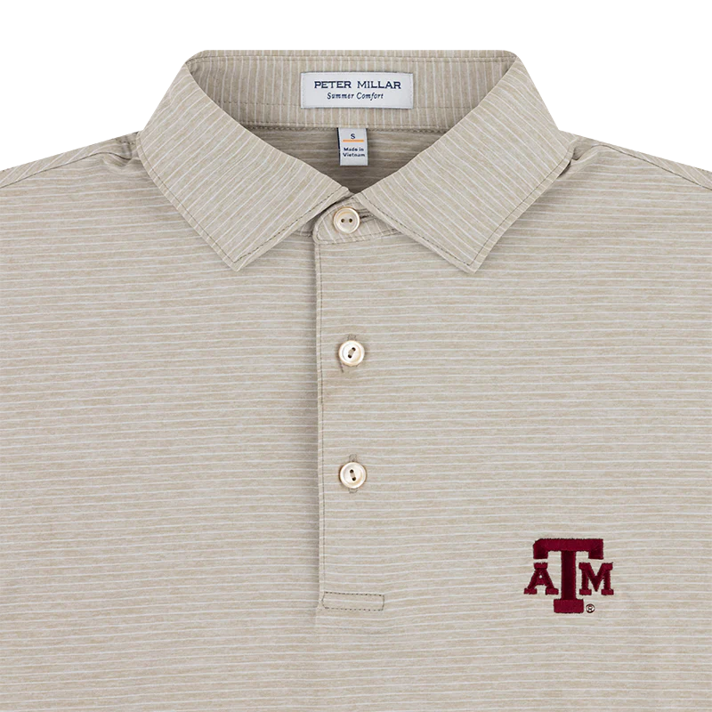 Texas A&M Peter Millar Highlands Performance Jersey Polo - Beige - Image 3