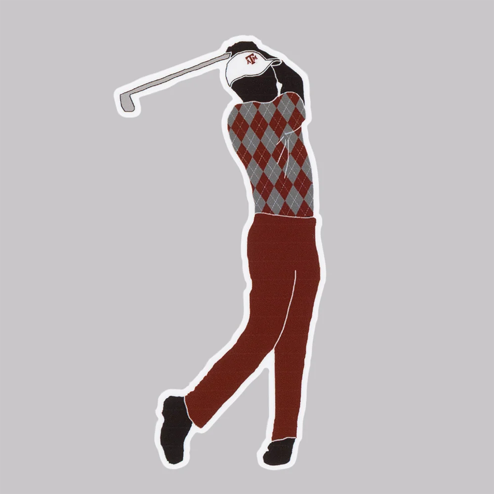 Texas A&M Plaid Golfer Dizzler Sticker