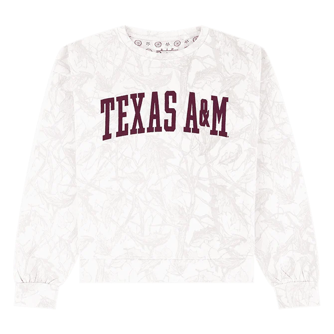Texas A&M Pressbox Crewneck - Maroon Camo
