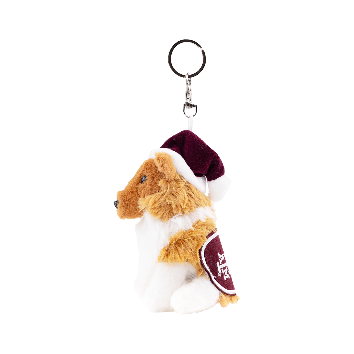 Texas A&M Reveille Santa Hat Plush Keychain