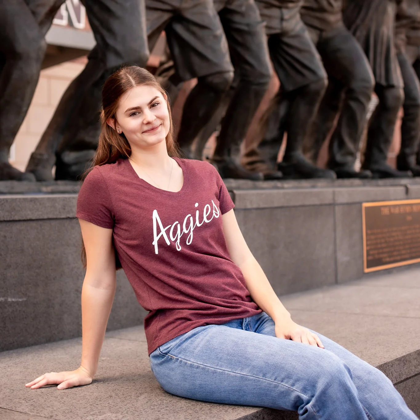 Texas A&M Script Aggies V Neck Tee - Image 2
