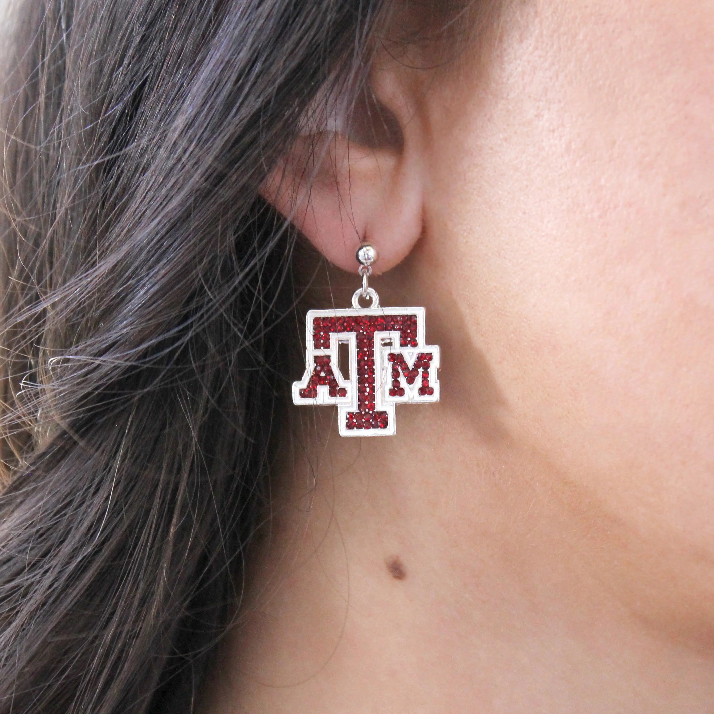 Texas A&M Seasons Jewelry Crystal Logo Earrings - Image 2