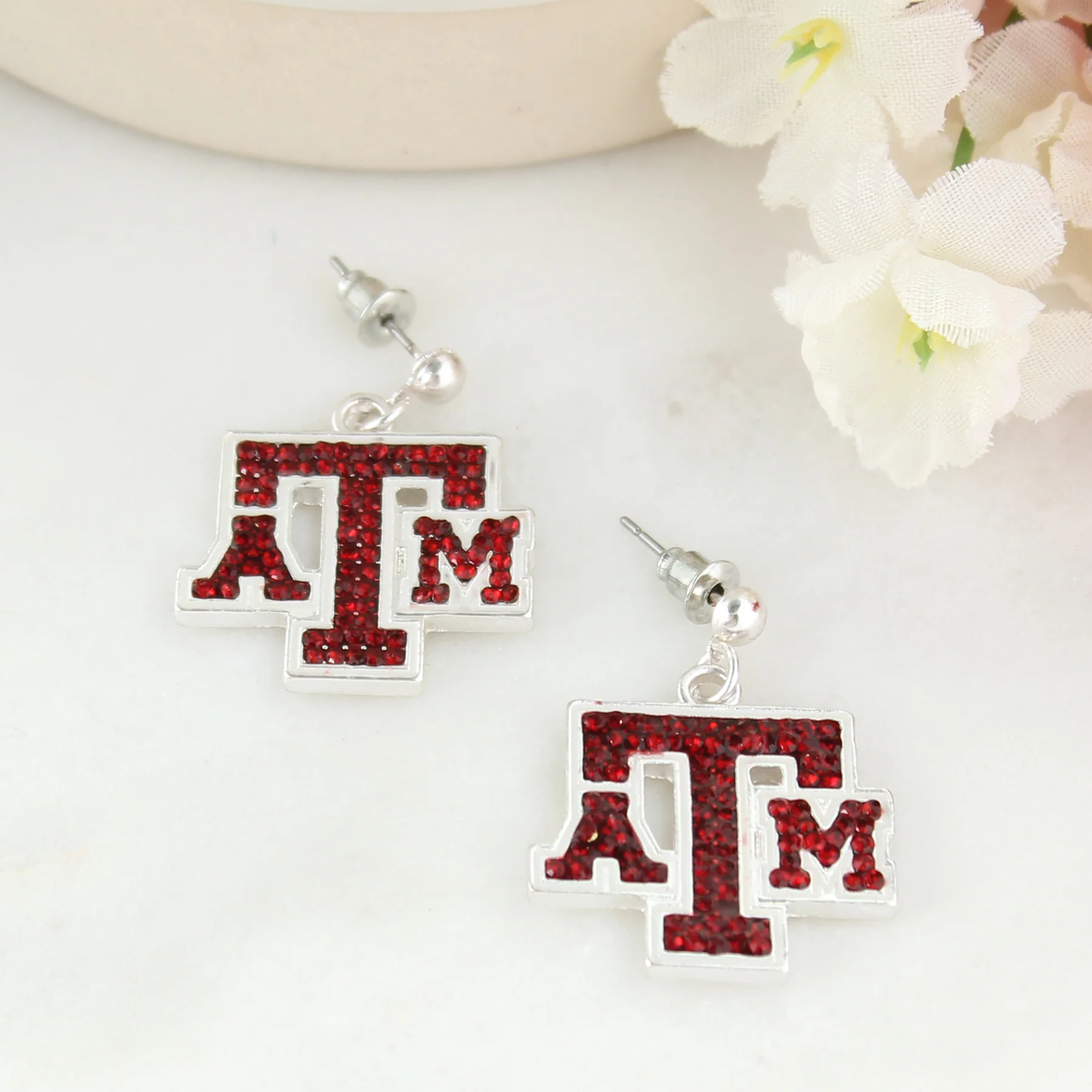 Texas A&M Seasons Jewelry Crystal Logo Earrings - Image 3