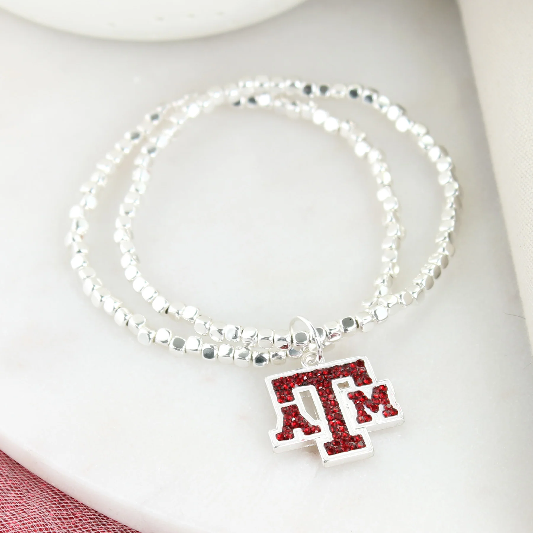 Texas A&M Seasons Jewelry Crystal Logo Stretch Bracelet - Image 3